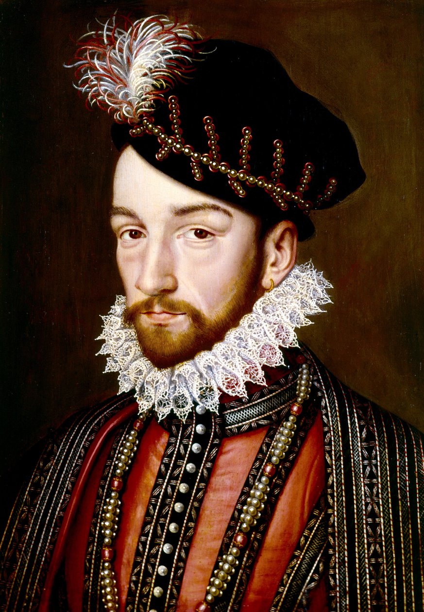 Charles IX olje på panel av François Clouet