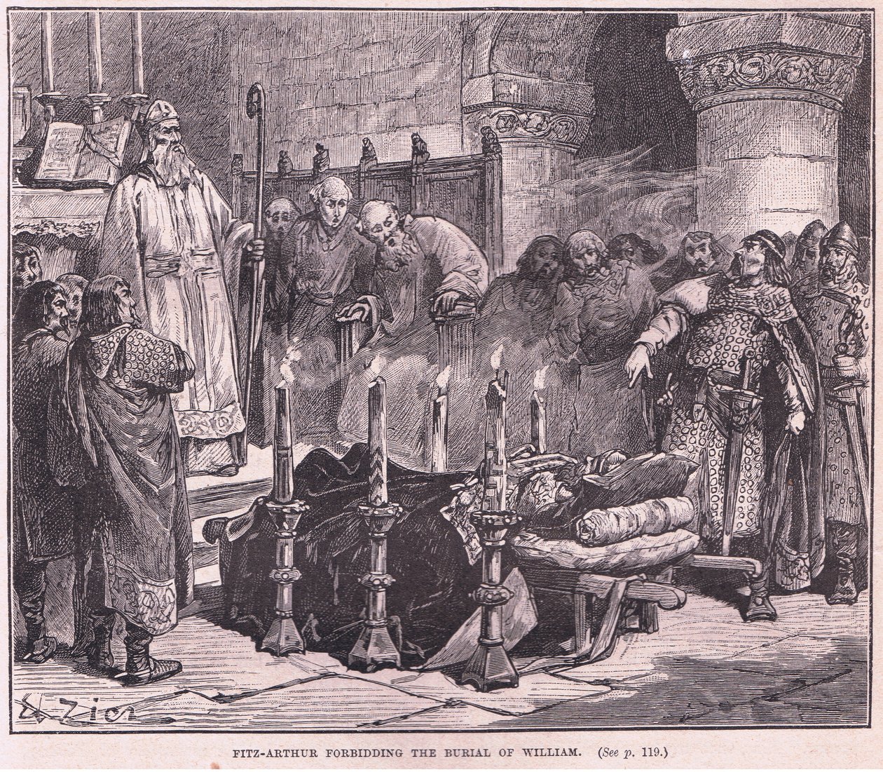 Fitzarthur forbyr begravelsen av William AD 1087 av Francois Edouard Zier