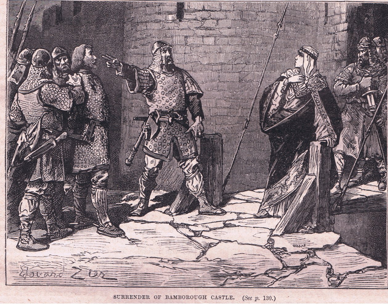 Overgivelse av Bamborough Castle 1095 e.Kr av Francois Edouard Zier
