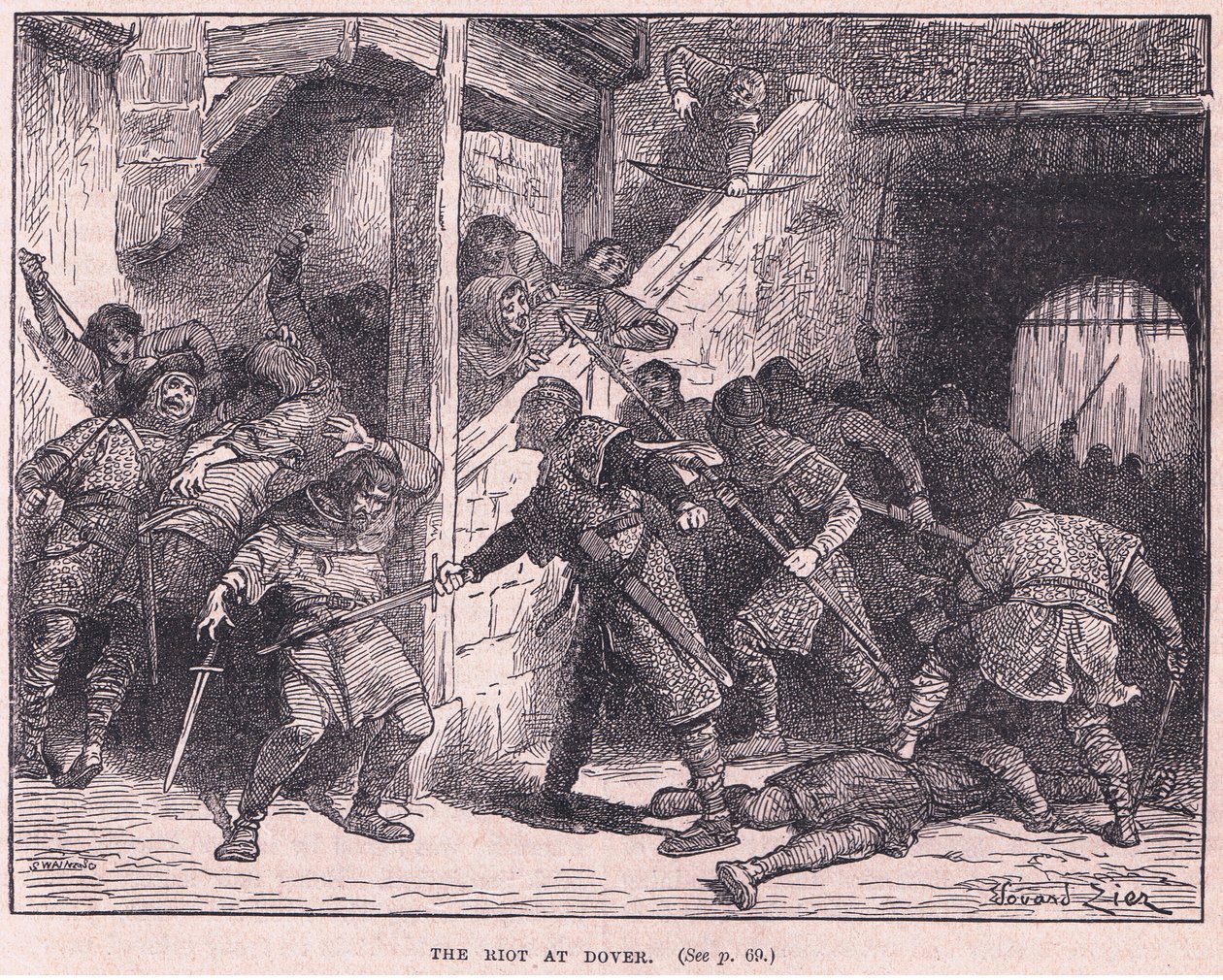 Opprøret ved Dover 1051 e.Kr av Francois Edouard Zier