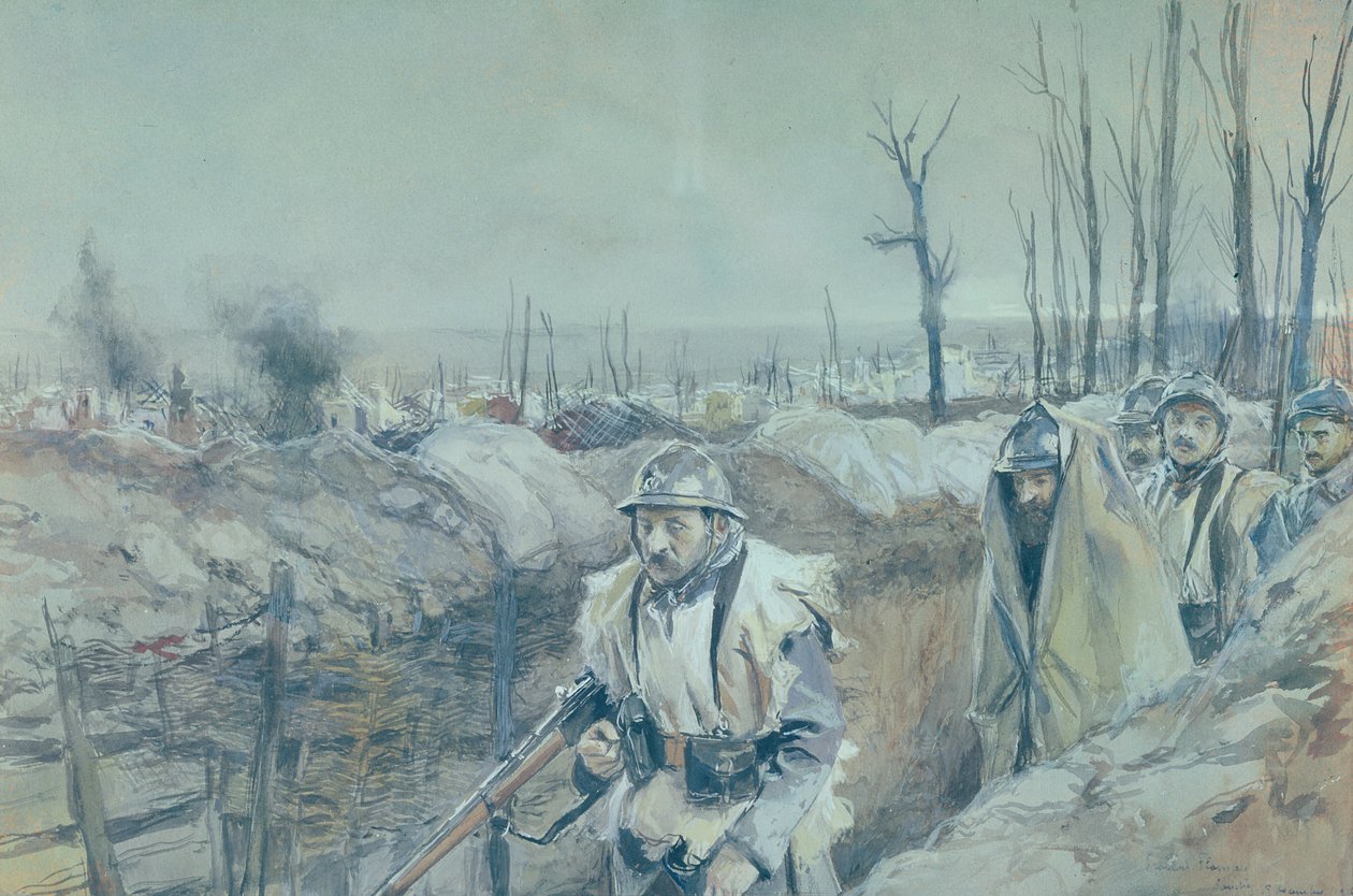 En grøft i Artois, 1915-16 av Francois Flameng