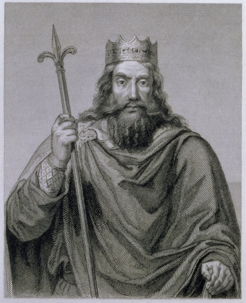 Clovis I (465-511) Merovinger hersker over frankerne, gravert av G. Lewy av Francois Louis Dejuinne