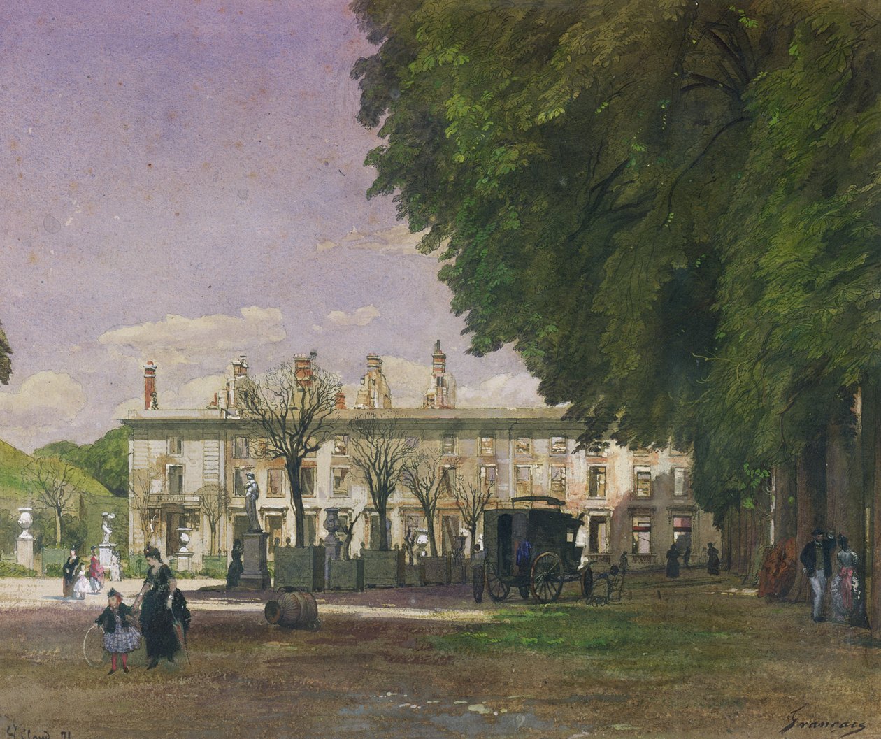 Ruinene av Chateau de Saint-Cloud i 1871 av Francois Louis Francais