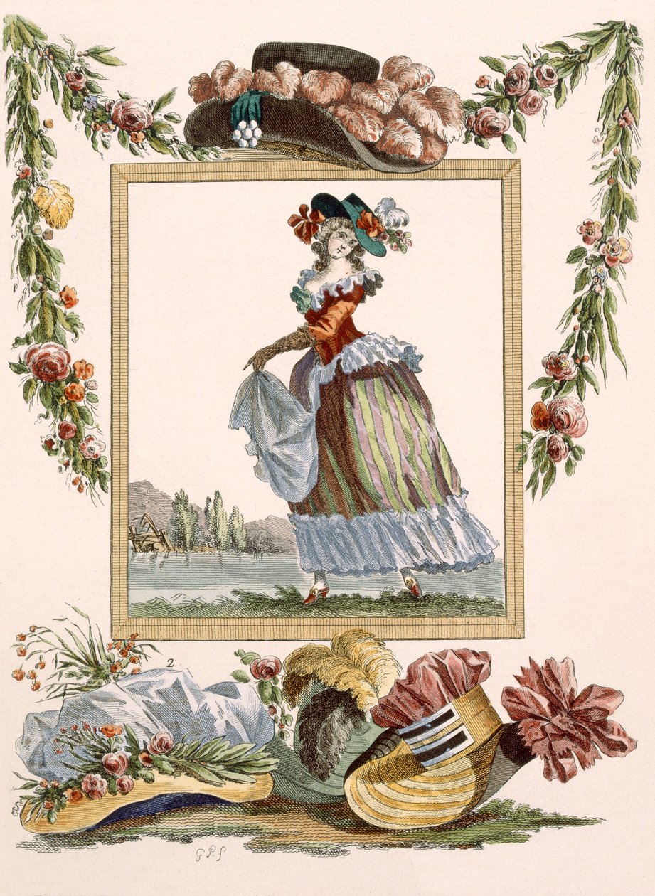 Danser kledd i pierrot caraco med hatter, gravert av Dupin, plate nr. 241 fra 
