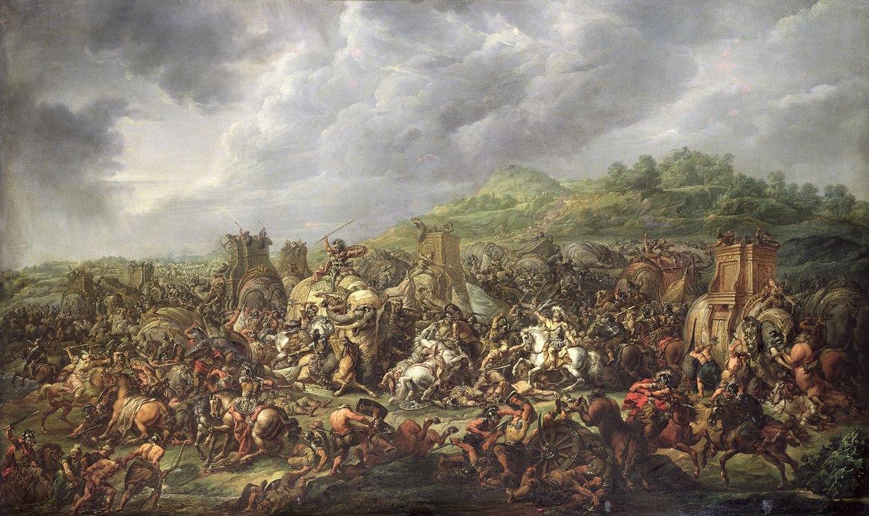 Nederlaget til Porus av Alexander den store (356-323 f.Kr.) 327 f.Kr. av Francois Louis Joseph Watteau