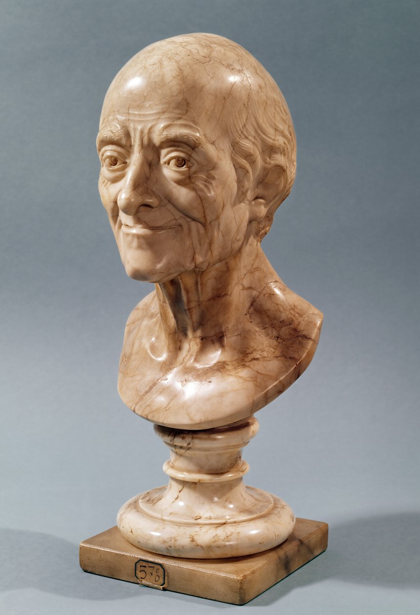 Byste av Voltaire (1694-1778) (marmor) av Francois Marie Rosset