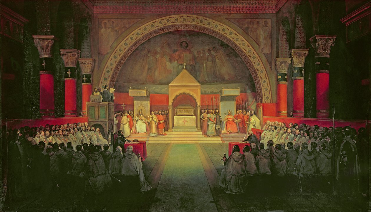 Kapitlet av Tempelherreordenen holdt i Paris, 22. april 1147, 1844 av Francois Marius Granet