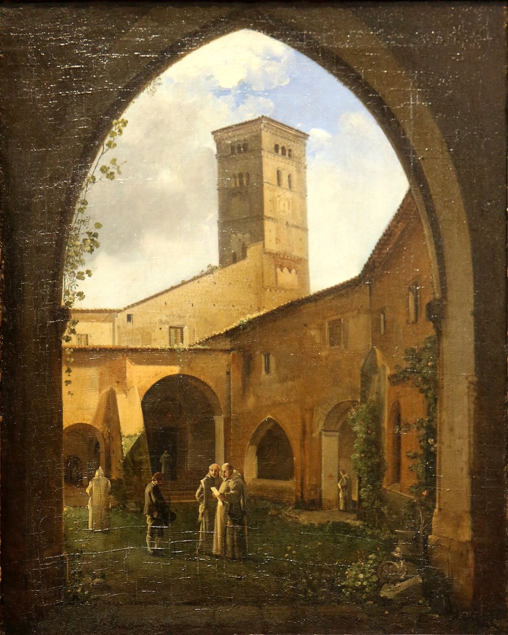Utsikt over et karteusisk kloster med campanile av Francois Marius Granet