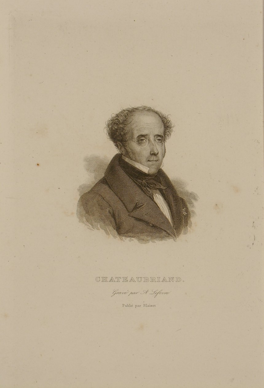 Portrett av Francois Rene (1768-1848) Vicomte de Chateaubriand av Francois Seraphin Delpech