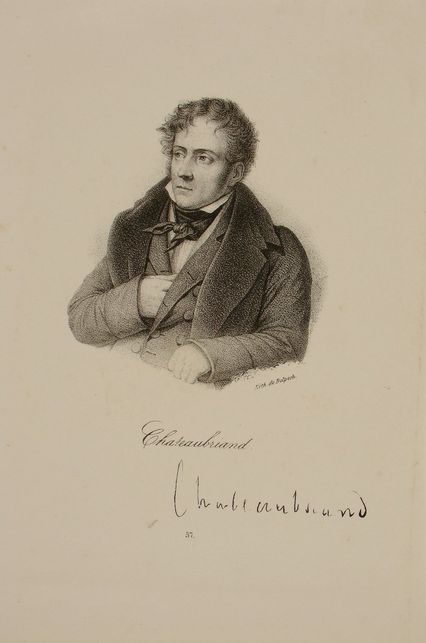 Portrett av Francois Rene (1768-1848) Vicomte de Chateaubriand av Francois Seraphin Delpech