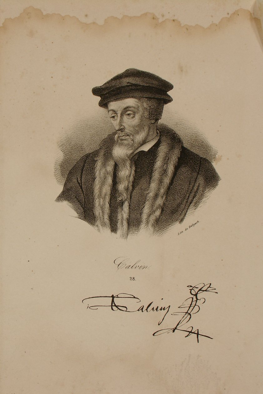 Portrett av John Calvin (1509-64) av Francois Seraphin Delpech
