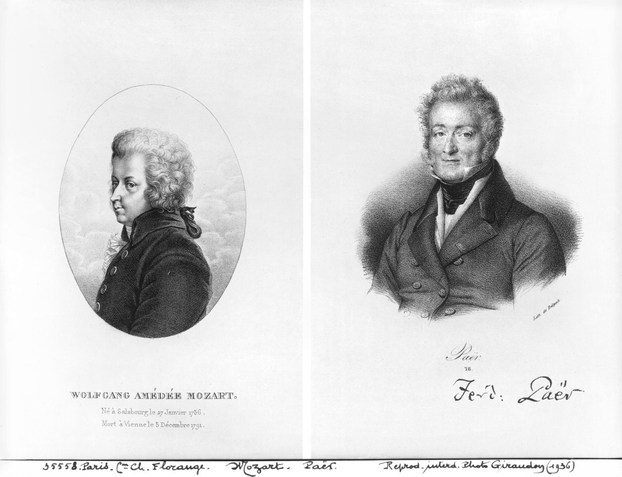 Wolfgang Amedeus Mozart (1756–91) og Ferdinando Paer (1771–1839) av Francois Seraphin Delpech