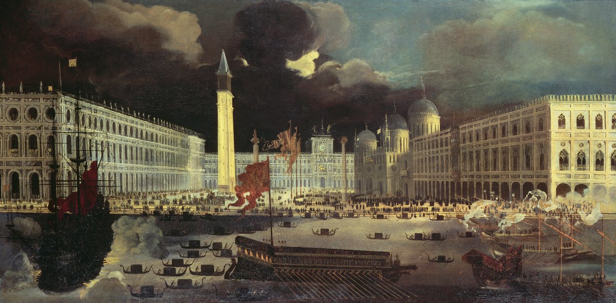 En imaginær utsikt over San Marco fra Bacino på Kristi himmelfartsdag av Francois de Nome