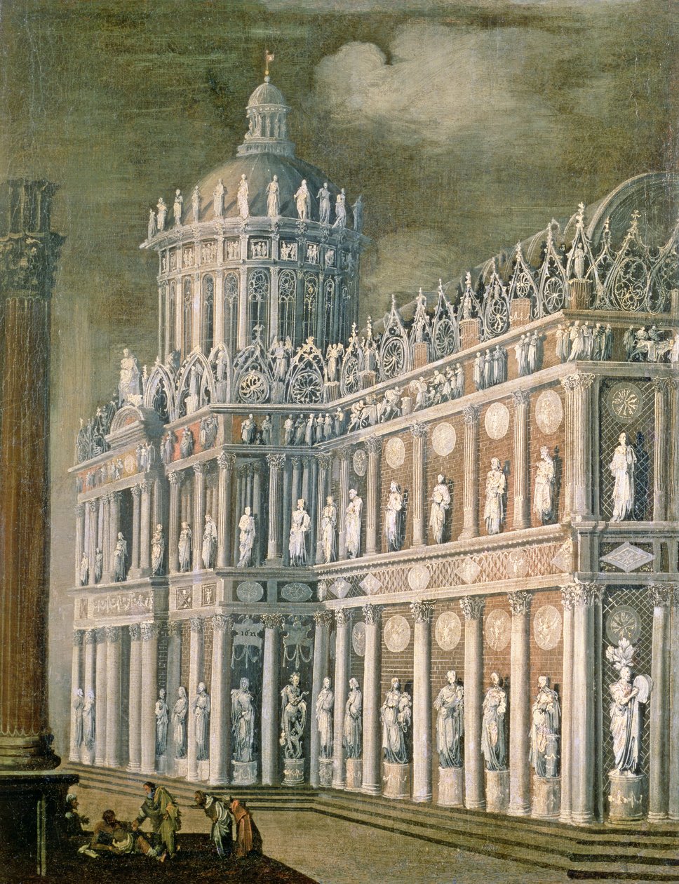 Arkitektonisk fantasi som skildrer helbredelsen av lammede, 1622 av Francois de Nome