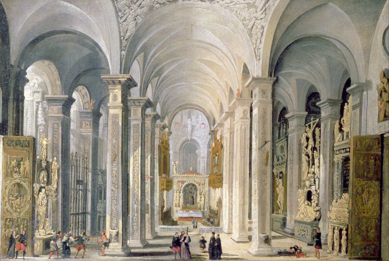 Interiør i en kirke av Francois de Nome