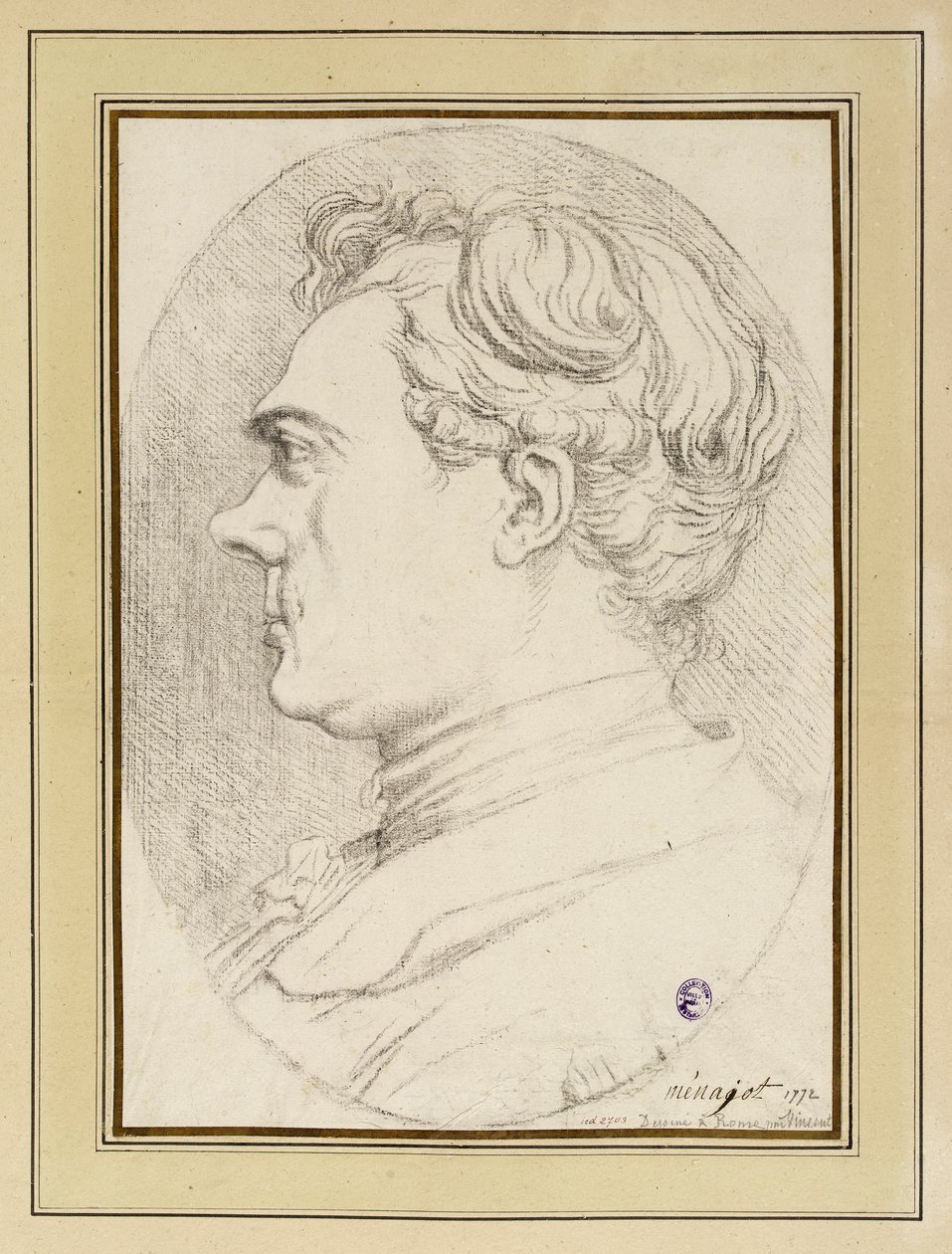 Karikaturportrett av maleren Ménageot, Roma 1772 av François-André Vincent