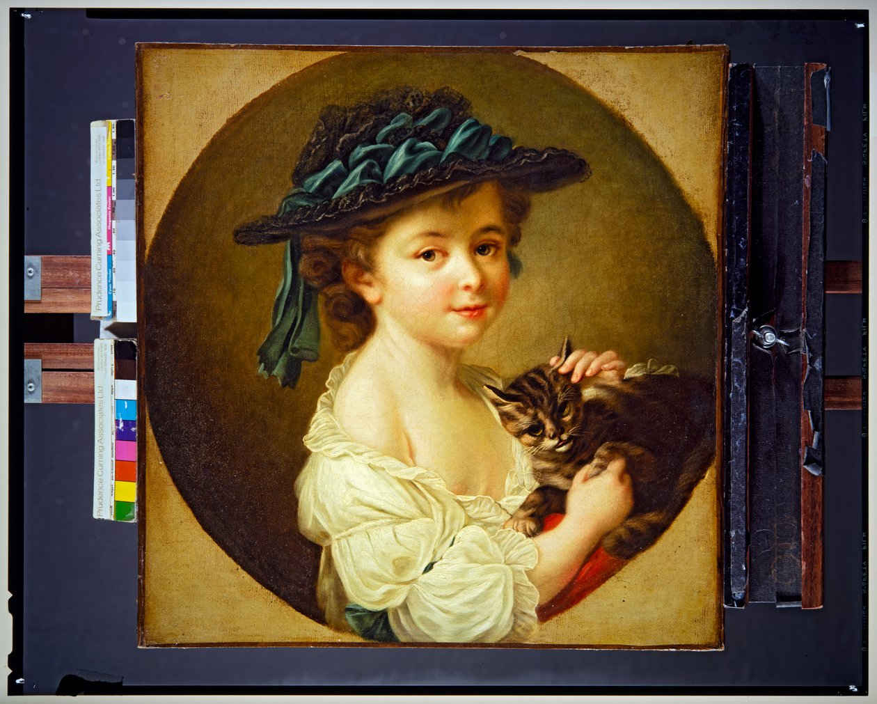 Jente med katt av Francois Hubert Drouais