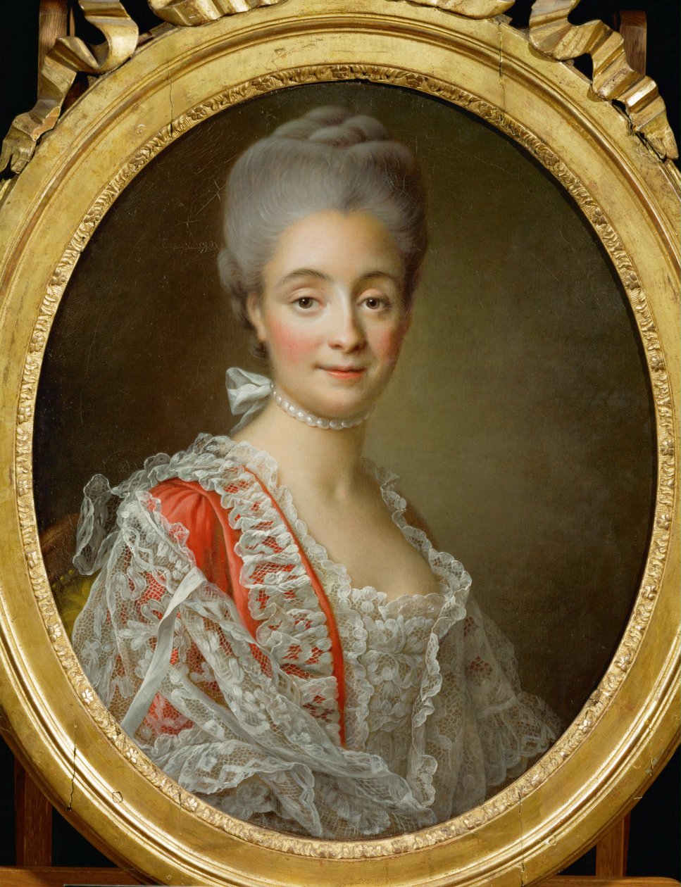 Portrett av fru Jacques-Benoit Loys av Francois-Hubert Drouais