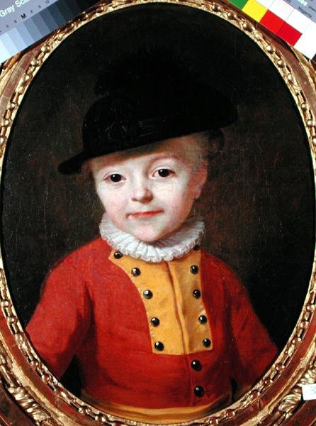 Portrett av et lite barn (olje på lerret) av Francois Hubert Drouais