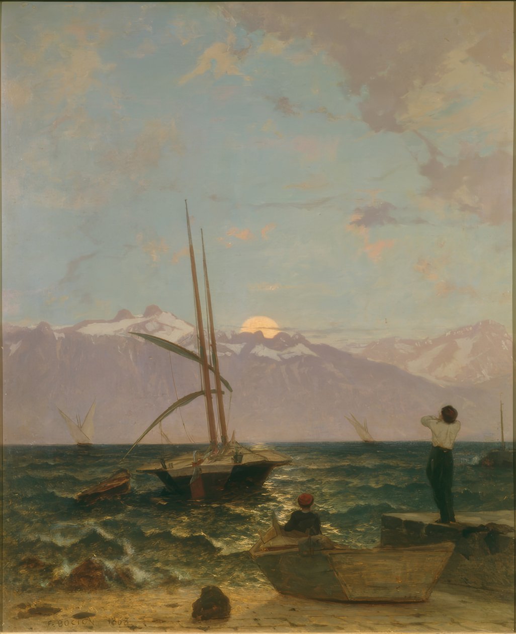Måneoppgang over Genfersjøen av Francois-Louis-David Bocion