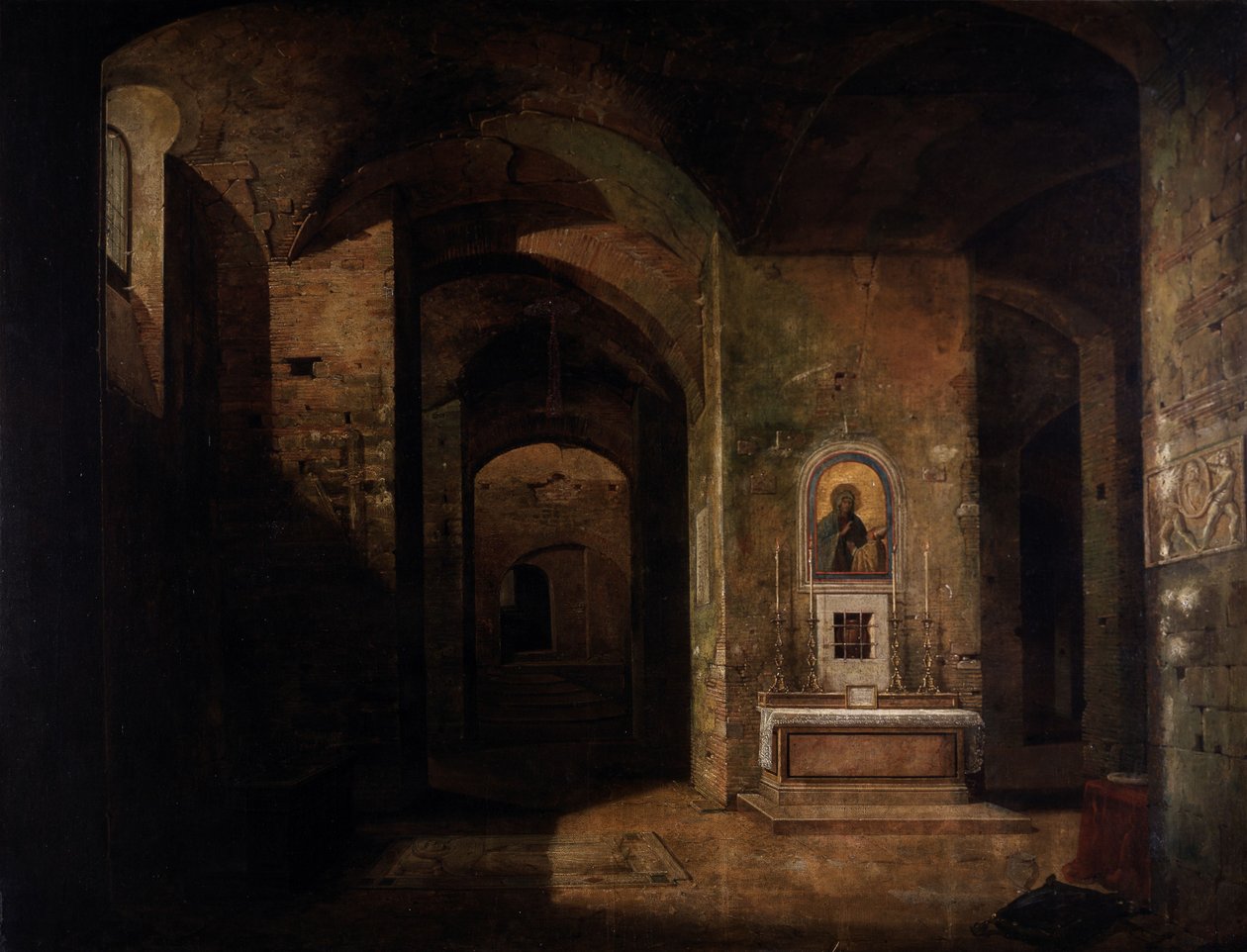 Krypten i basilikaen San Martino ai Monti i Roma av Francois-Marius Granet