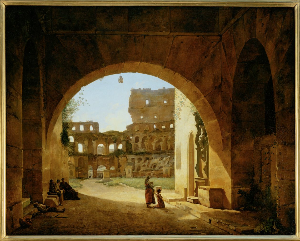 Innvendig utsikt over Colosseum i Roma... av Francois-Marius Granet