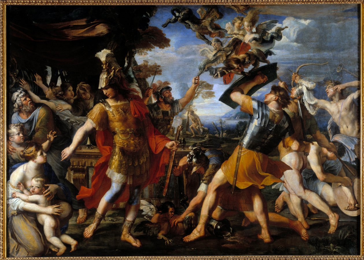 Enee og hans følgesvenner kjemper mot Harpies-maleriet av Francois Perrier (1590-1650) 1646 Søn. 1,55x2,18 m av Francois Perrier