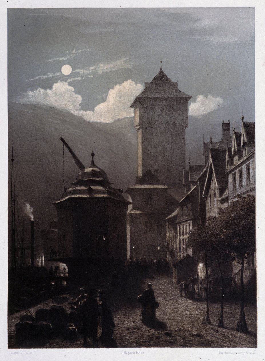Chateau Boppart. I "" Den monumentale og pittoreske Rhinen"". Litografier av Fourmais og Stroobant av Francois Stroobant