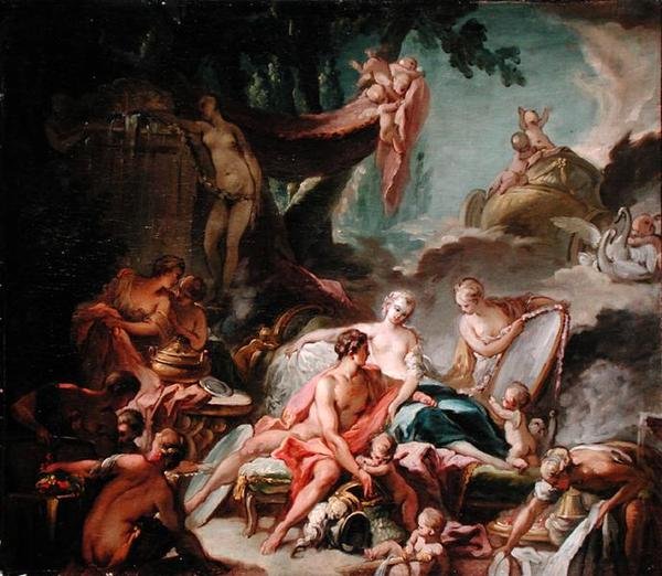 The Loves of the Gods: Mars and Venus (olje på lerret) av Francois (after) Boucher