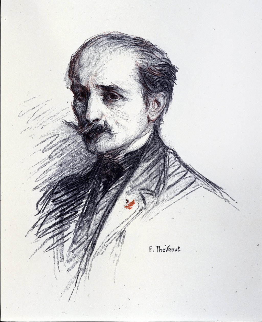 Portrett av Edmond Rostand. (1868-1918) Tegning av Thévenot François (1856-1943). av Francois (after) Thevenot