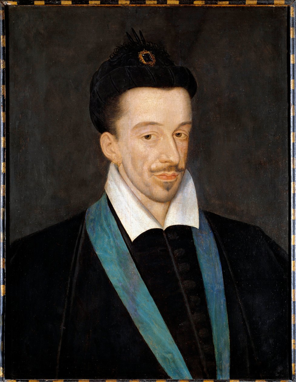Portrett av Henrik III (1551-1589); Maleri tilskrevet Francois Quesnel (1543-1616), som viser kongen iført den blå snoren av Den Hellige Ånds Orden som han innstiftet i 1578; Mål: 66 x 52 cm; rundt 1582-1586; Musée du Louvre av Francois (attr.to) Quesnel