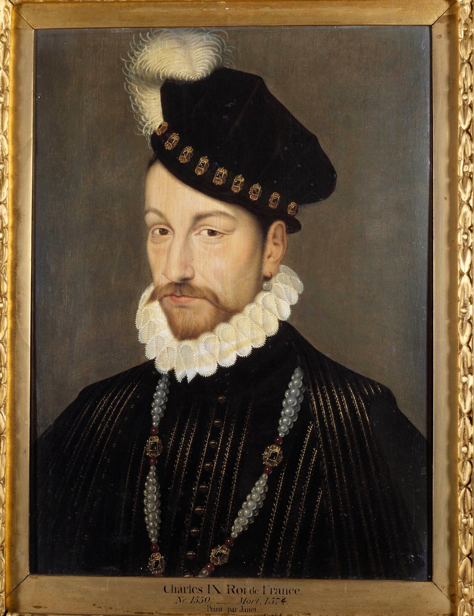 Portrett av Charles IX (1550–1574), konge av Frankrike, maleri av Atelieret av Francois Clouet (ca. 1515–1572) av Francois (workshop of) Clouet