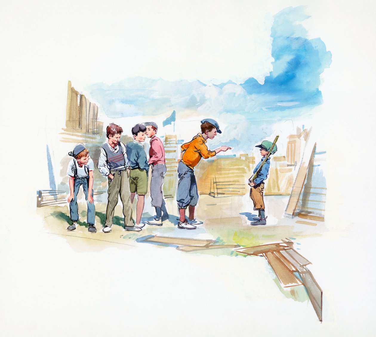 Gang, fra Paul Street Boys, barneroman av Ferenc Molnar (1878-1952), tegning av Francois Alaux
