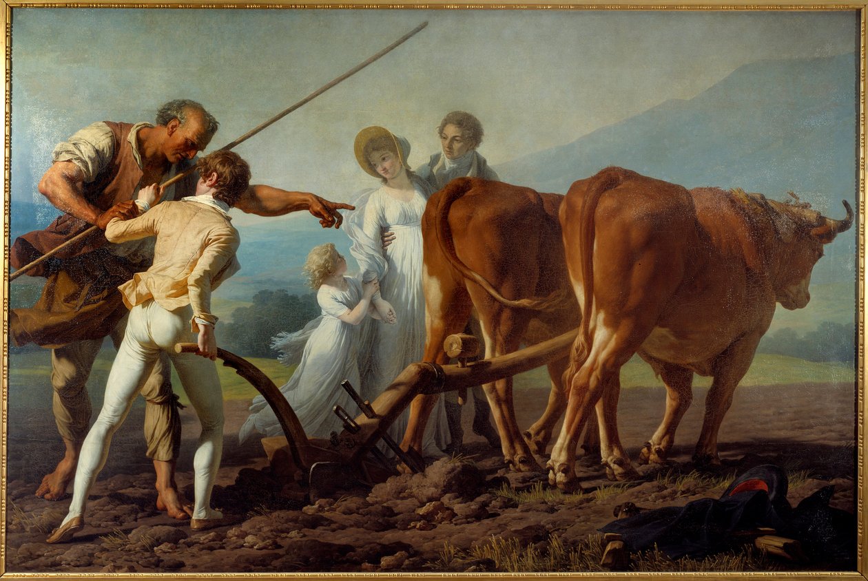 La lesson de tillage Maleri av Francois Andre Vincent (1746-1816) 1800-tallet søn. 3,13x2,13 m Bordeaux, Museum of Fine Arts av François André Vincent
