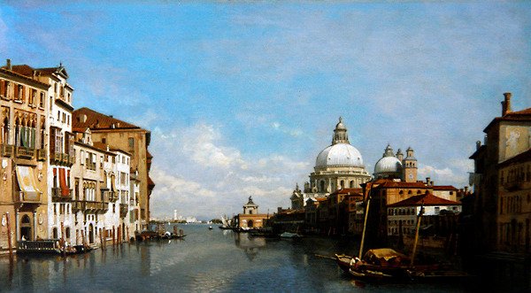 En utsikt over Canal Grande fra Academica Bridge (olje på panel) av Francois Antoine Bossuet