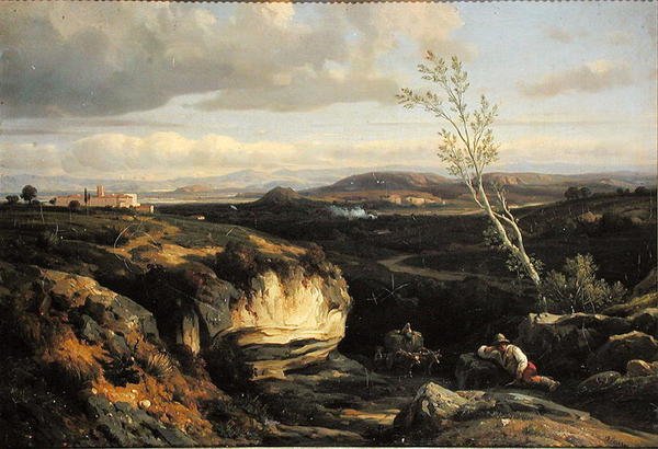 Italiensk landskap av Francois Antoine Leon Fleury