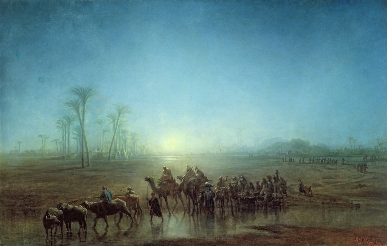 Karavane av beduiner, 1863 av Francois Barry