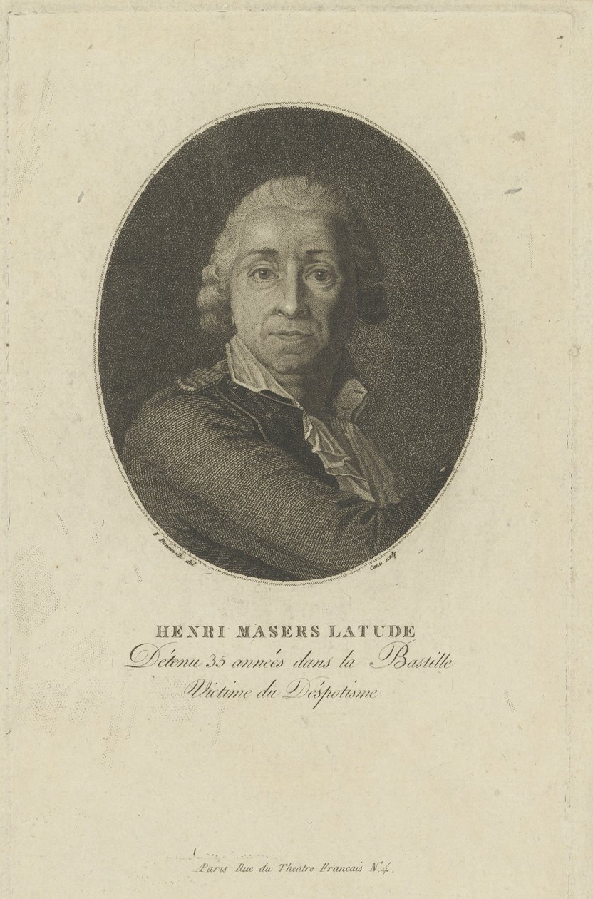 Portrett av Henri Masers de Latude 1725-1805, ca. 1793. av Francois Bonneville