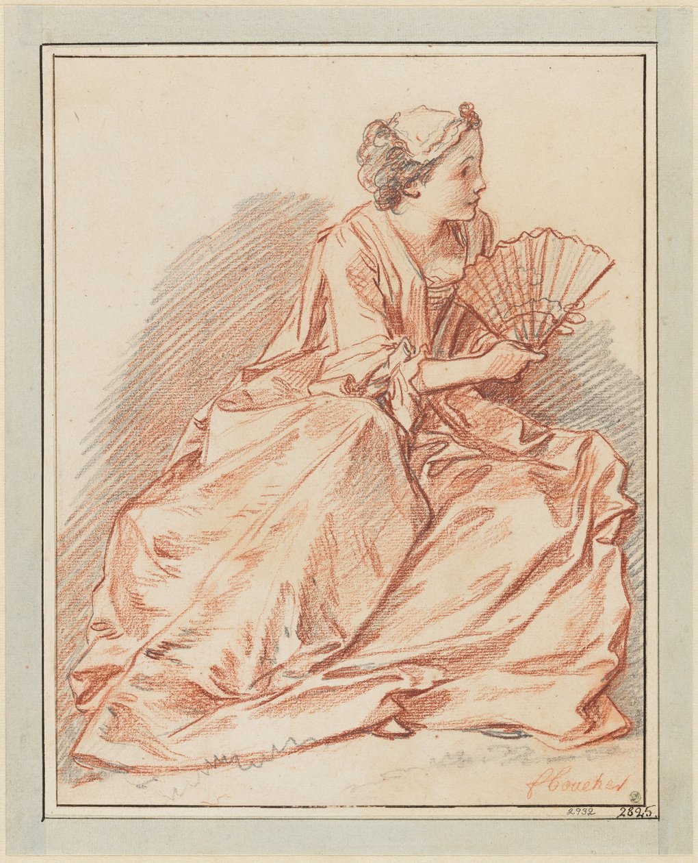 En ung dame med en vifte av François Boucher