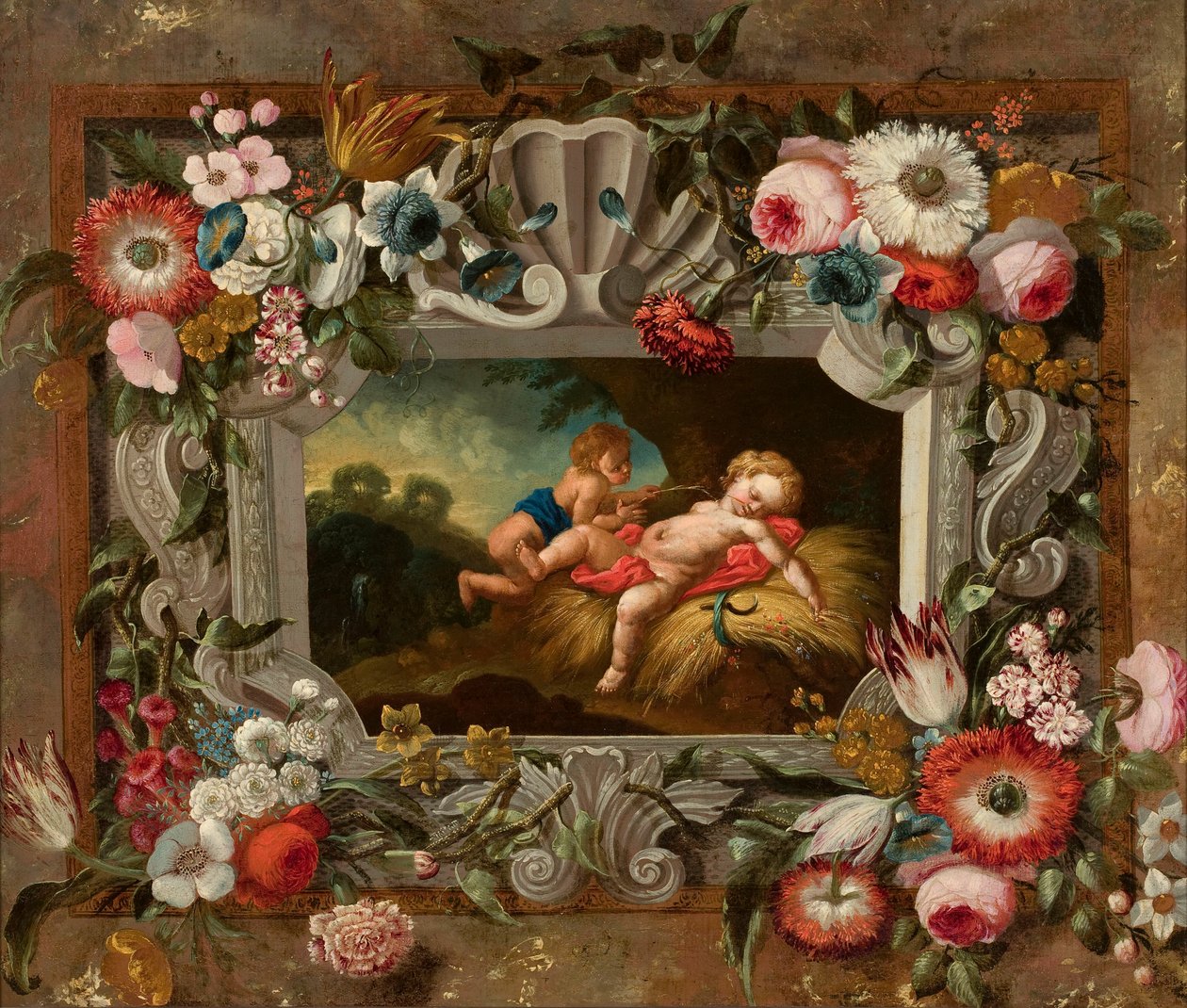 En allegori over sommeren omgitt av blomster av François Boucher