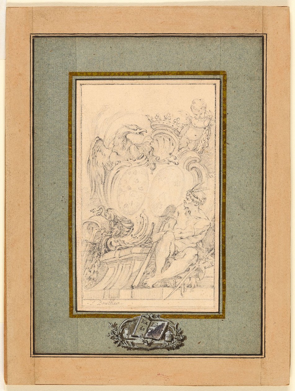 Armorial Bookplate for Crozat, Baron de Thiers av François Boucher
