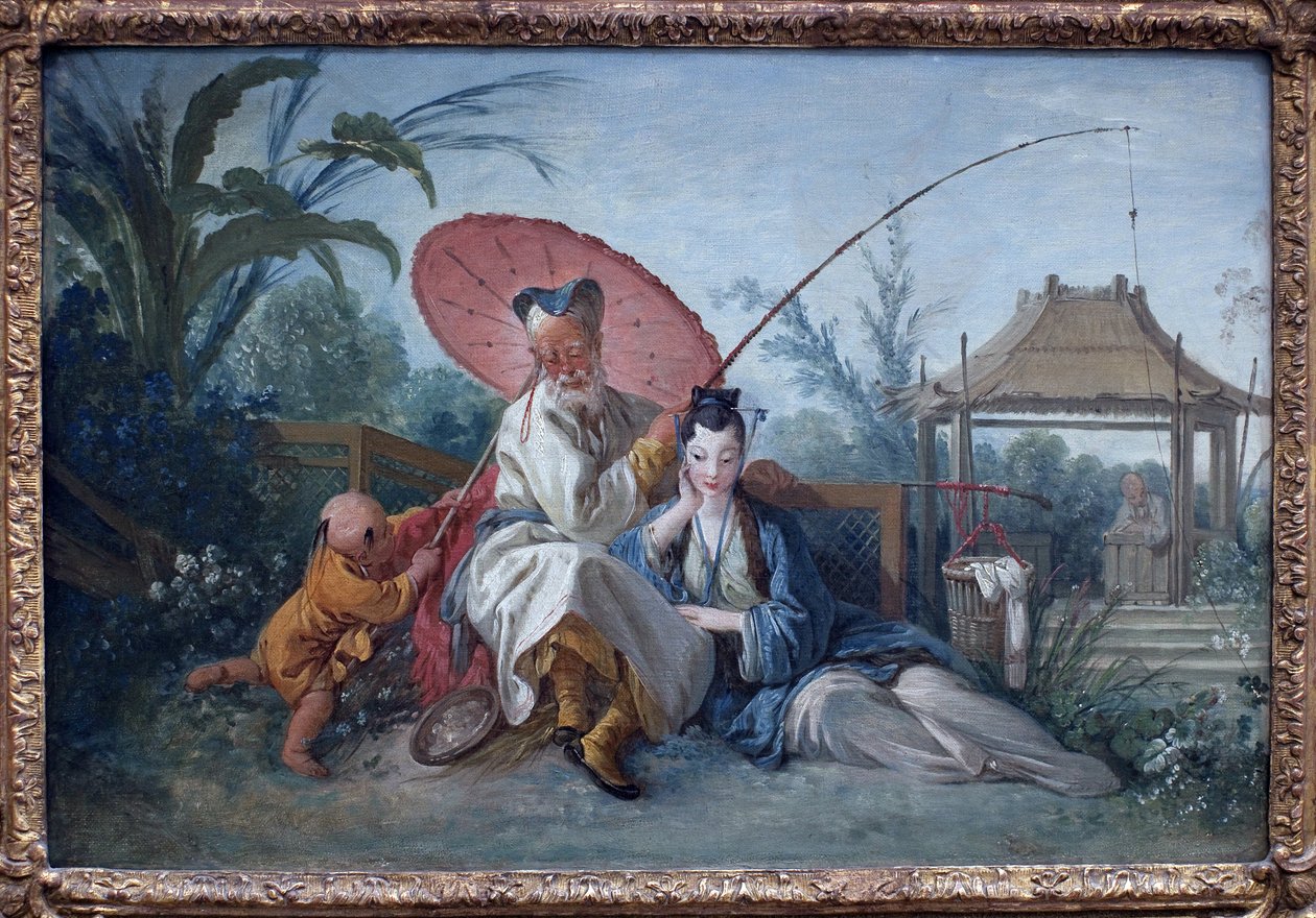 Chinoiserie. Kunstverk av Francois Boucher (1703-1770), olje på papir marufler på lerret, ca 1750. Art francais 1700-tallet. Museum of Fine Arts Rotterdam (Nederland). av François Boucher