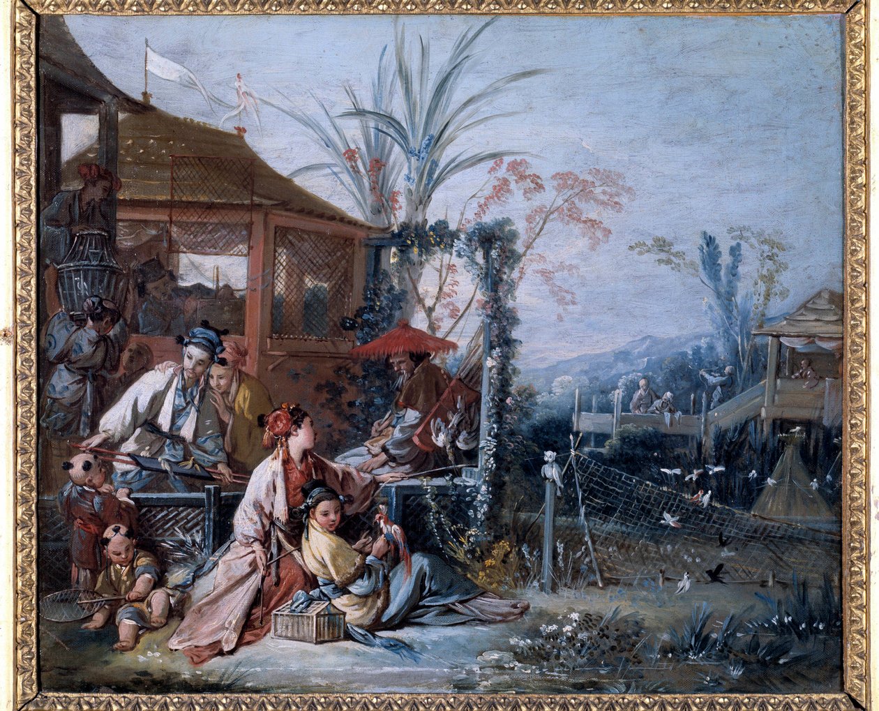Chinoiserie: "" Jakten"" Maleri av Francois Boucher (1703-1770). Besancon museum for kunst av François Boucher
