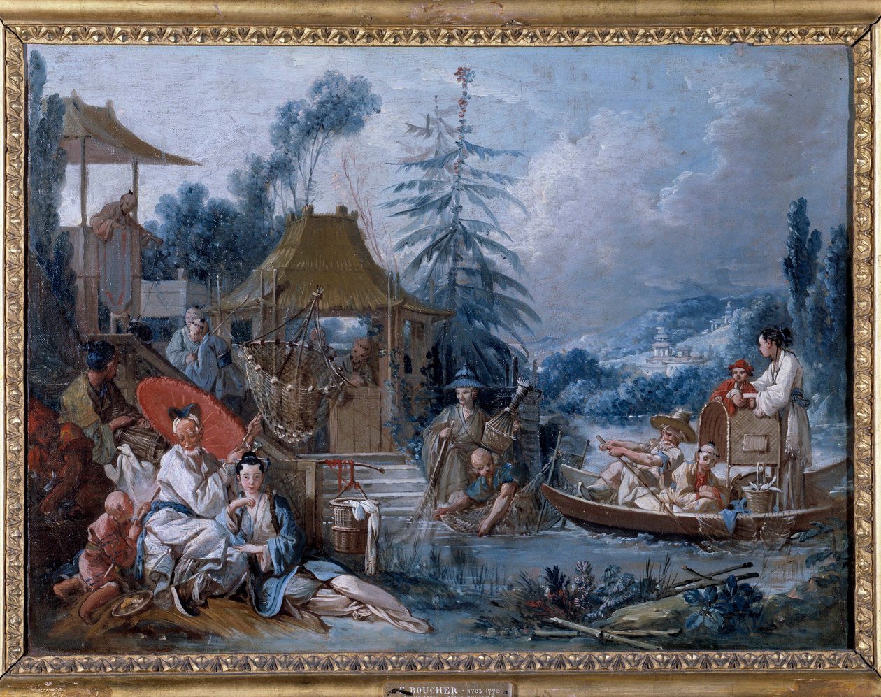 Chinoiserie: ""fiske"" Maleri av Francois Boucher (1703-1770) av François Boucher
