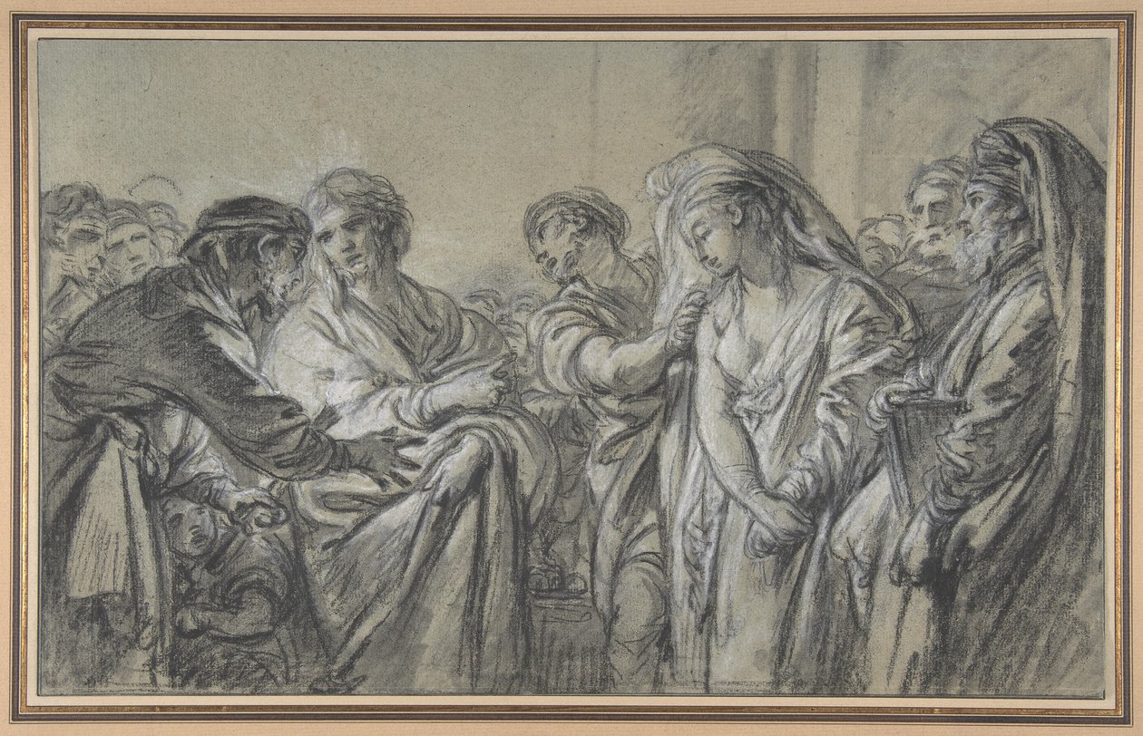 Kristus og kvinnen som ble tatt i hor av François Boucher