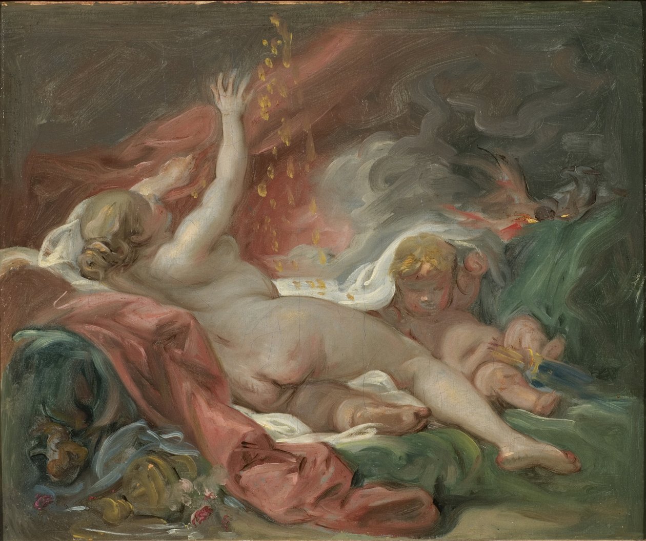 Danae, av Boucher, Francois (1703-1770). Olje på lerret. Mål: 29x35 cm. Nationalmuseum Stockholm av François Boucher