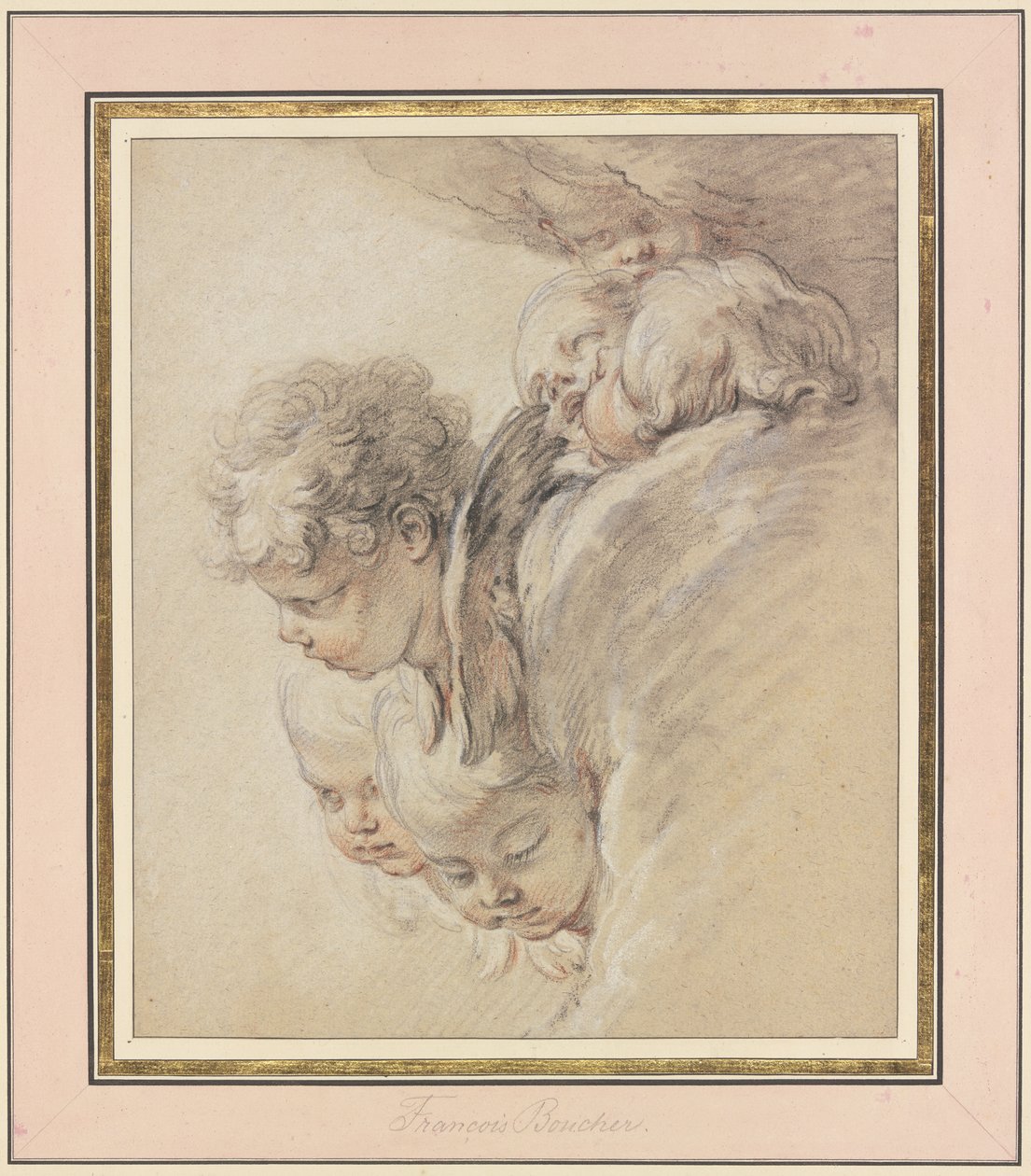 Englehoder i skyene (Kristi fødsel) av François Boucher