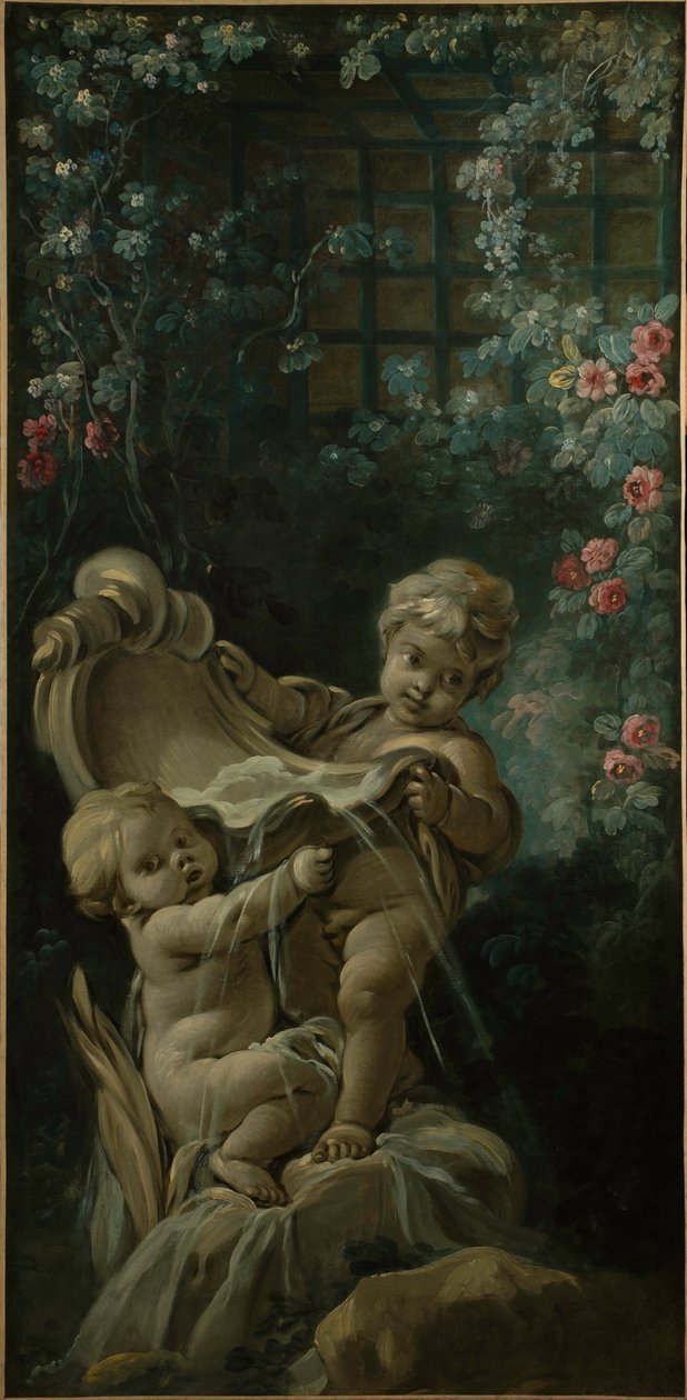 Fontene med to amoriner, hvorav den ene kneler av François Boucher