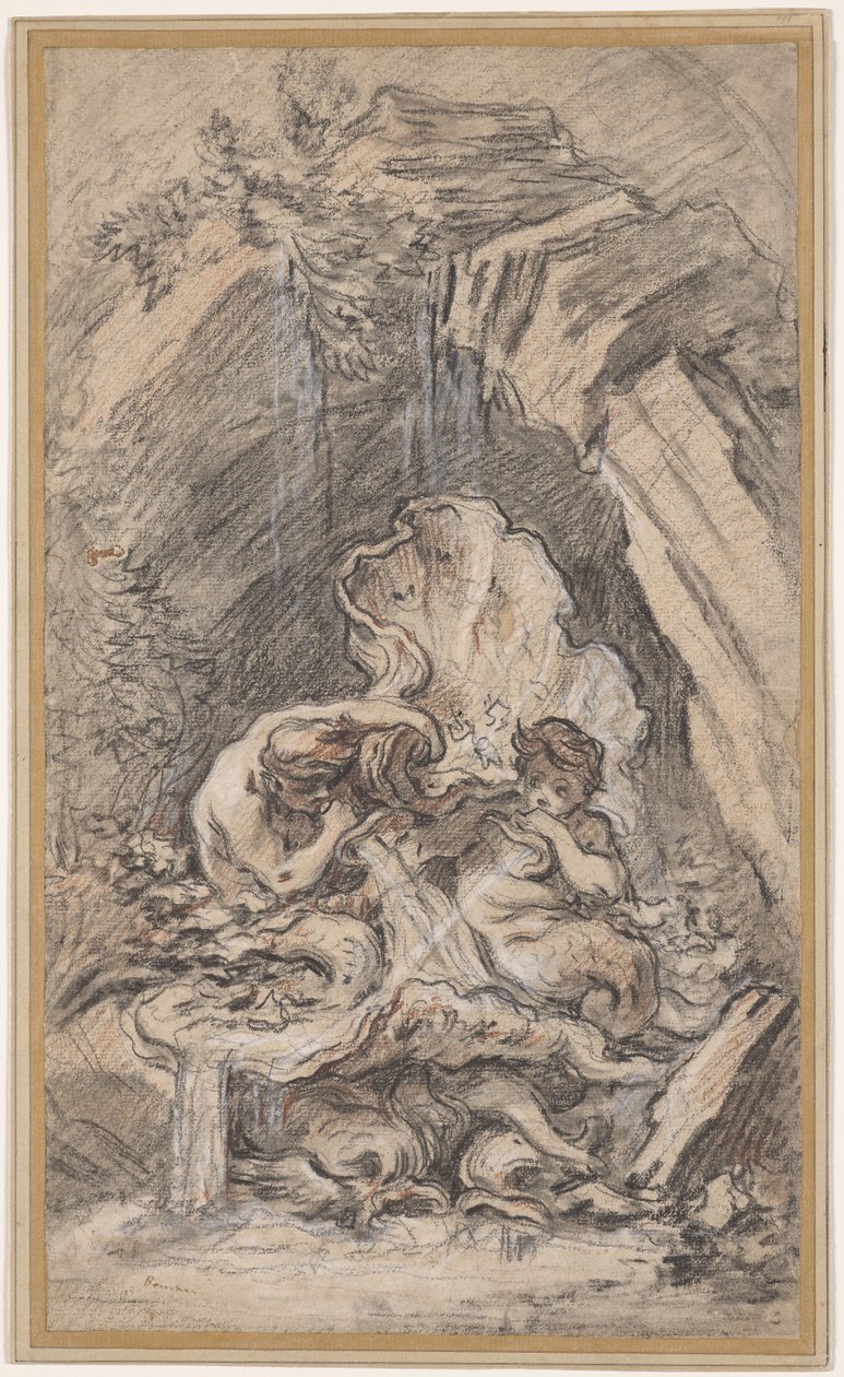Fontene med to Tritons som blåser konkylieskjell av François Boucher