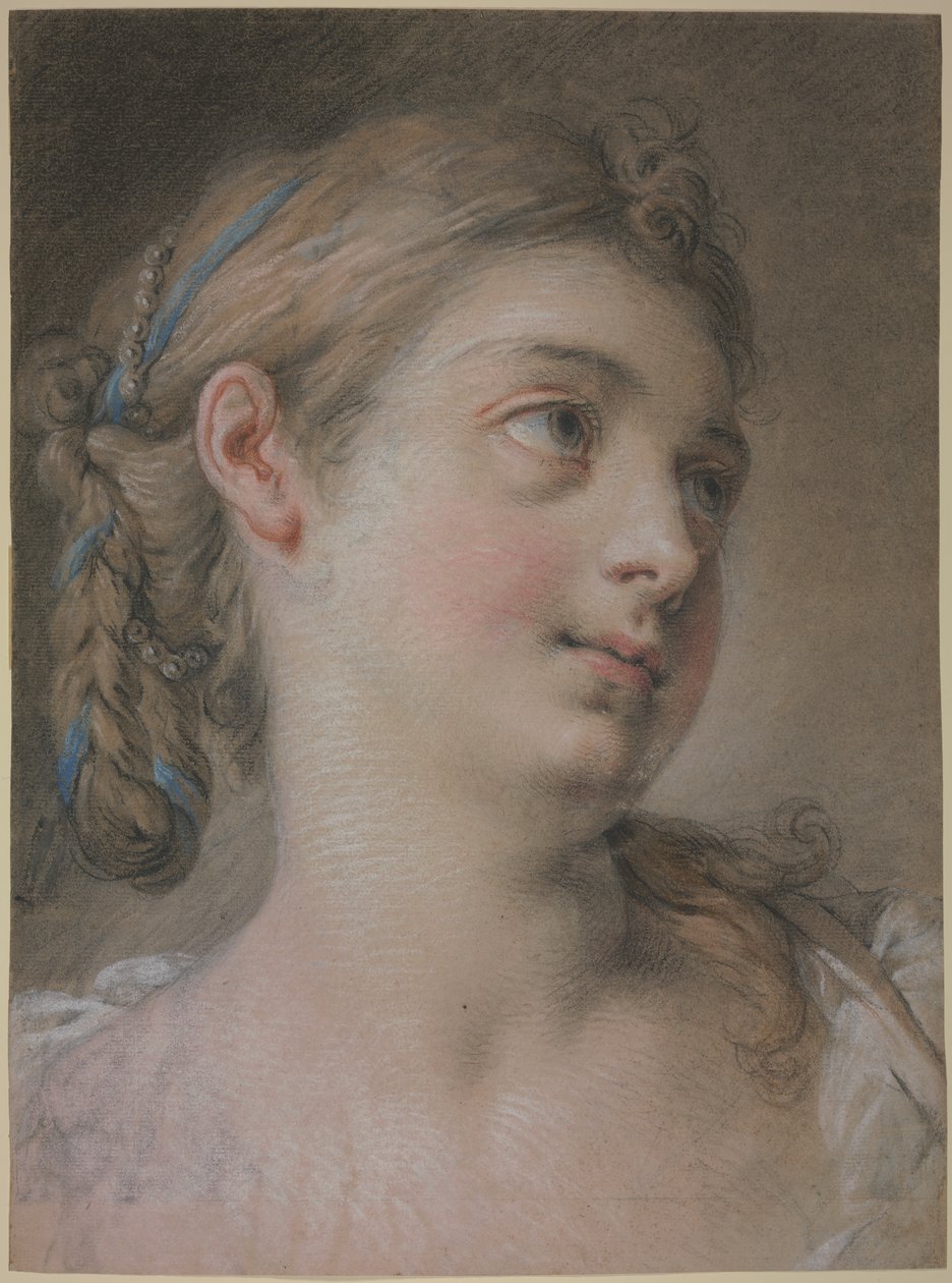 Kvinnes hode vendt mot høyre av François Boucher